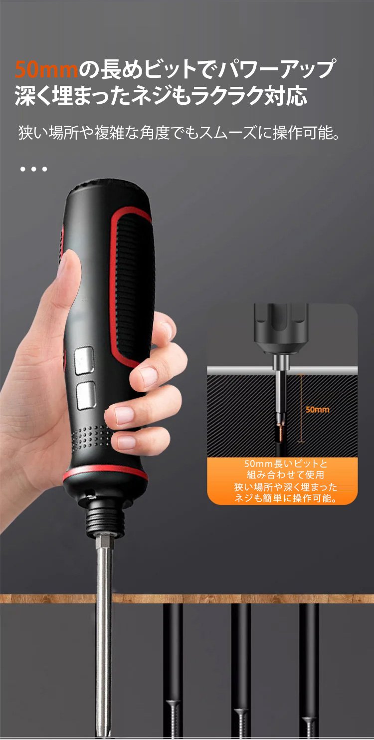 持ちやすいストレート型グリップデザイン