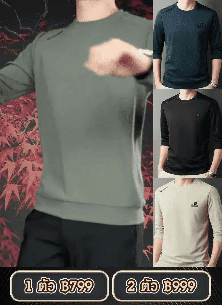 【แบรนด์ธุรกิจระดับสูง】เสื้อสเวตเตอร์คอกลมตัดเย็บทรงสามมิติของผู้ชาย