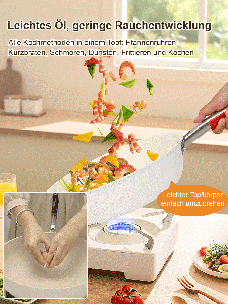 【Vierfache Antihaftbeschichtung】Mehrzweck-Antihaft-Bratpfanne in Muschel-Kieselstein-Optik