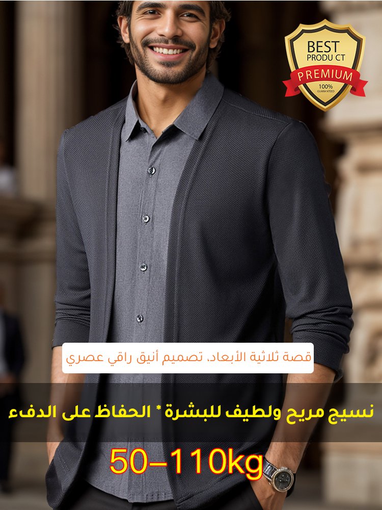 سترة منسوجة رقيقة بياقة قميص للرجال(قابل للغسل في الغسالة)