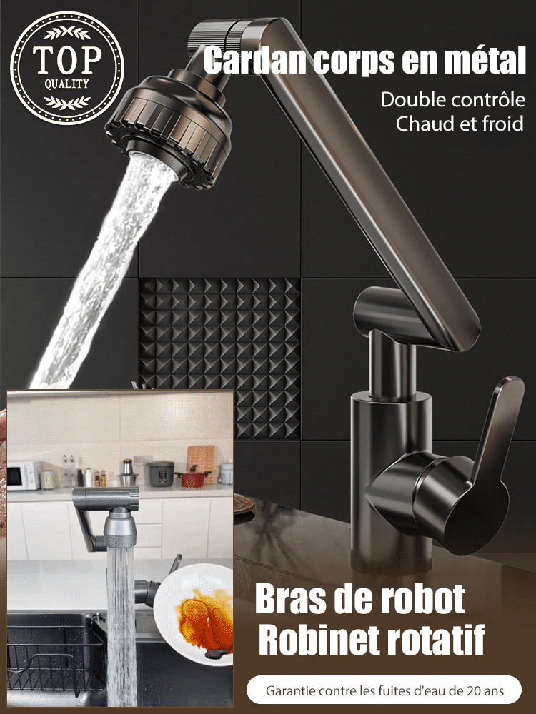 Essai gratuit de 14 jours - Robinet à bras mécanique rotatif à 360° avec une durée de vie de 20 ans