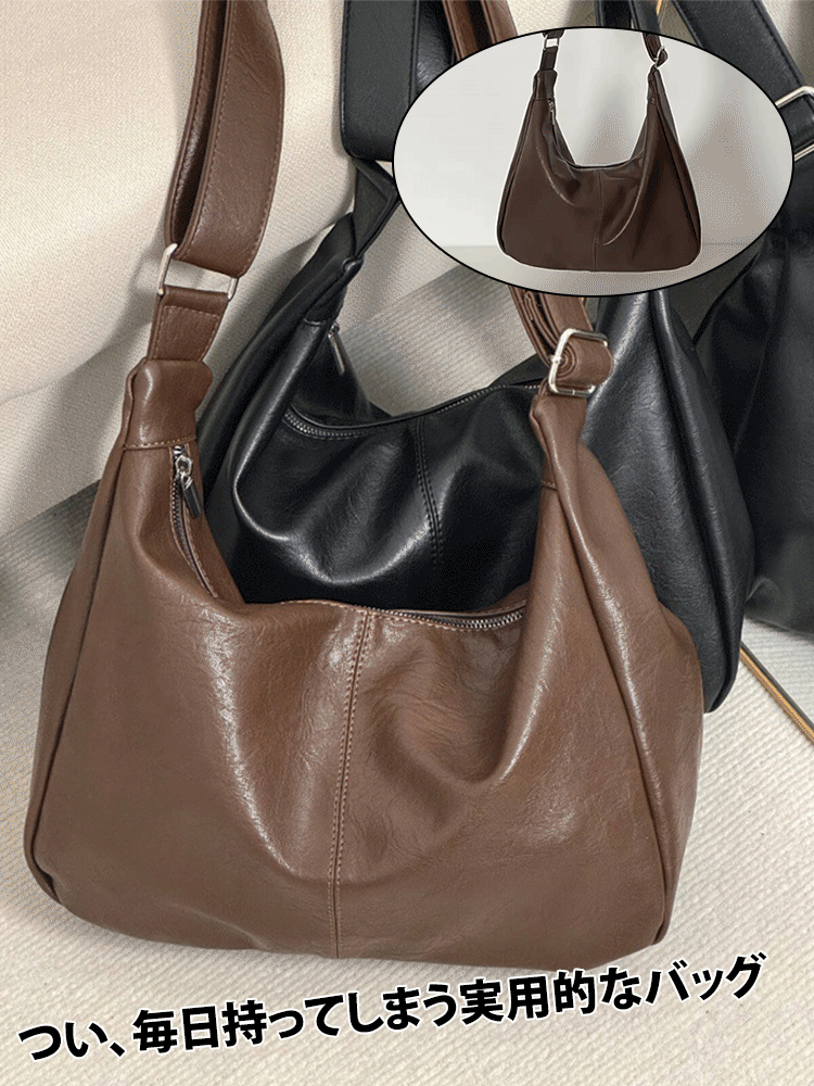【百年手作り】ソフトレザーショルダーバッグ