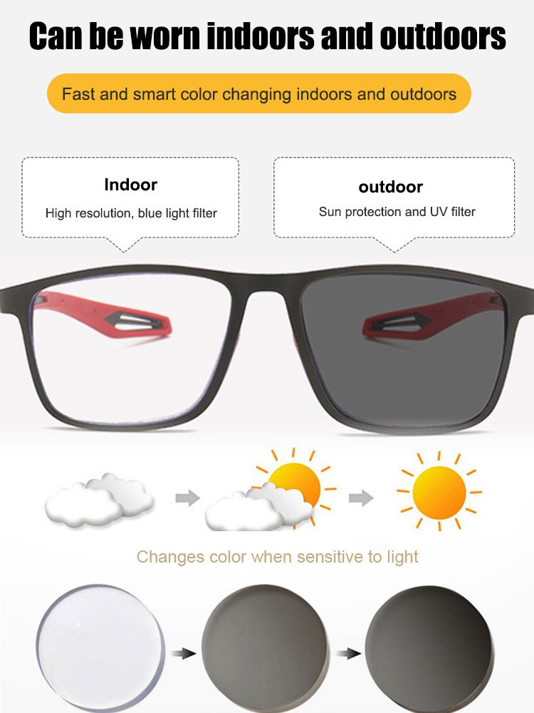 Blue light blocking multifocal photochromic glasses