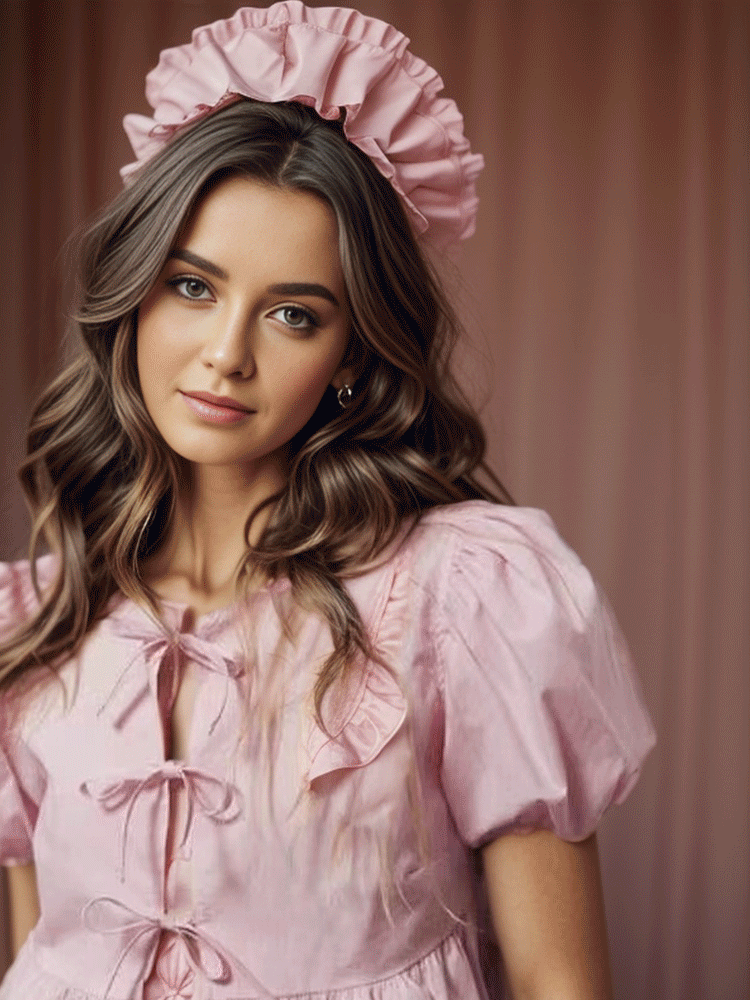 HFH-蝴蝶结印花短袖衬衫