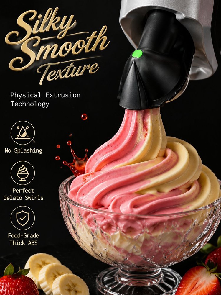 100% Pure Fruit Ice Cream Maker - 60s Auto Dessert Machine, Healthy & Zero Fat for Family