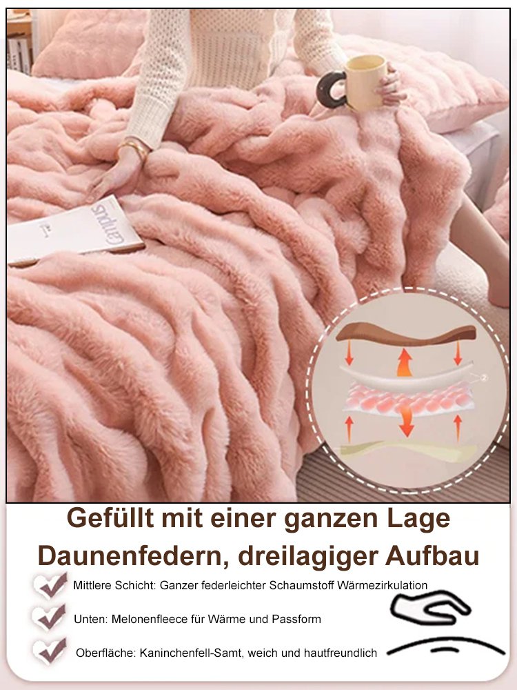 Luxuriöse doppelseitige Decke aus dickem Kaninchenpelz