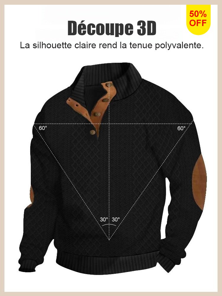 Pull décontracté à col montant en maille jacquard