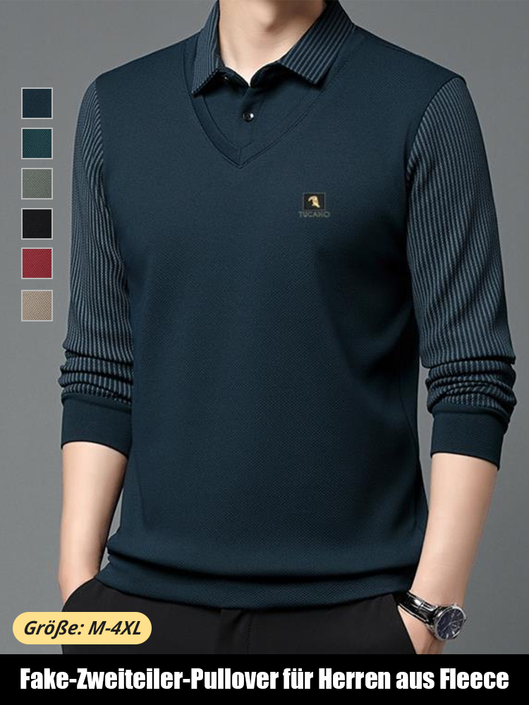 Fake-Zweiteiler-Pullover für Herren aus Fleece