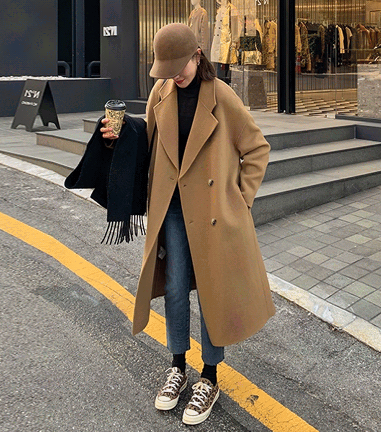 날씬해 보이는 다운 안감 모직 코트