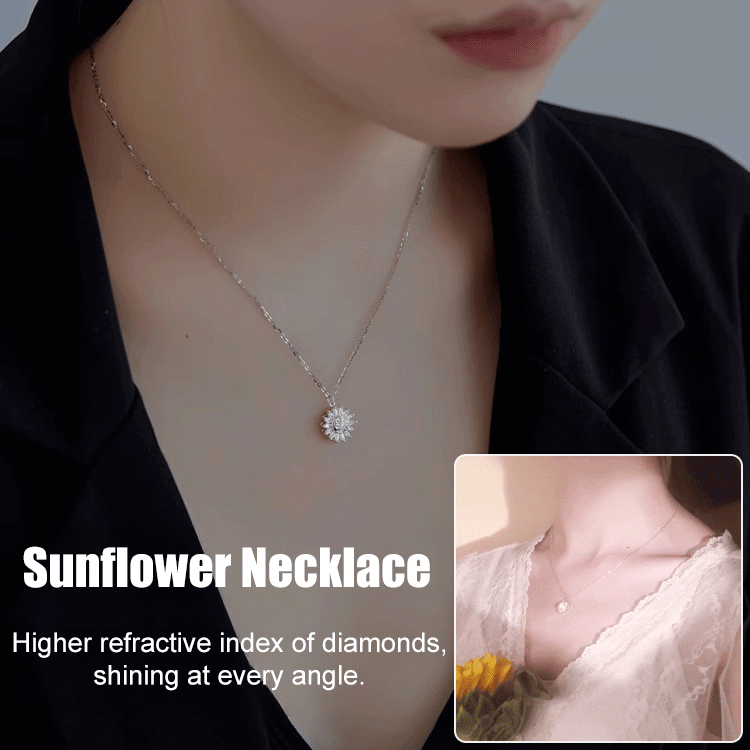 Sunflower Full Diamond Pendant Necklace