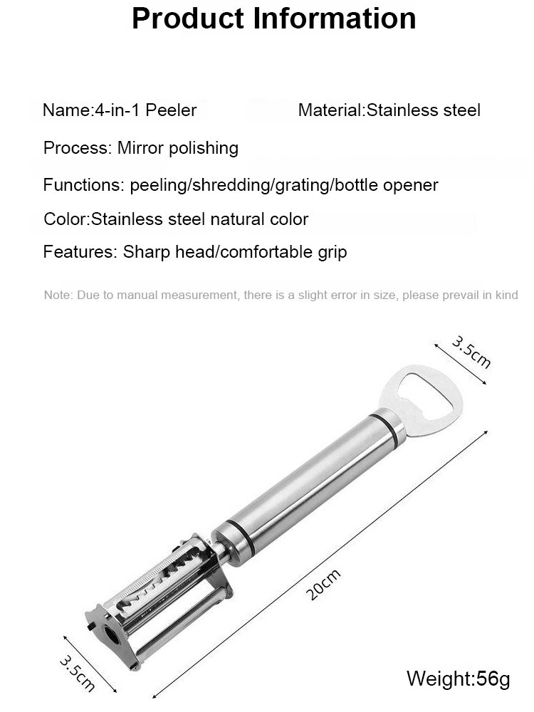 All-purpose 4-in-1 multifunctional stainless steel peeling knife