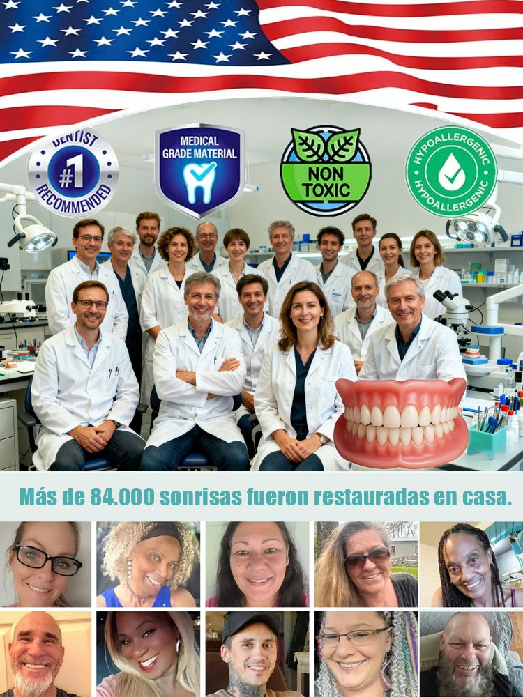 Prótesis dental completa con ajuste adaptable para una sonrisa segura