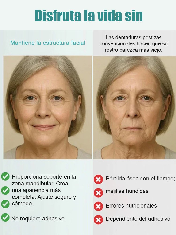 Prótesis dental completa con ajuste adaptable para una sonrisa segura