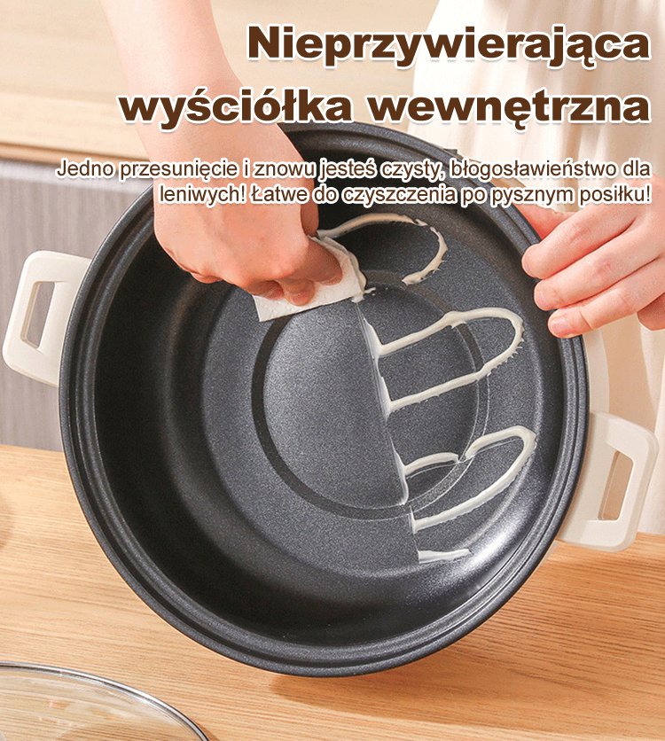 【Duża pojemność 3L】Wielofunkcyjny, nieprzywierający, elektryczny garnek do gotowania z podwójną wars