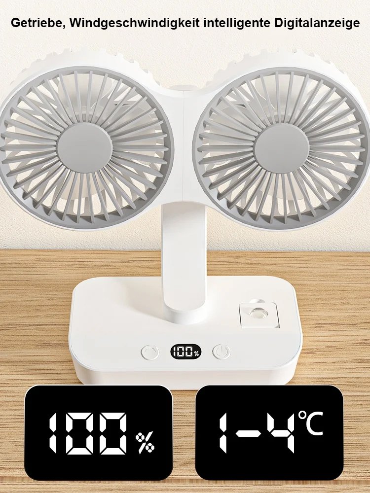 Doppelt geräuschreduzierter, multifunktionaler Doppelkopf-Ventilator