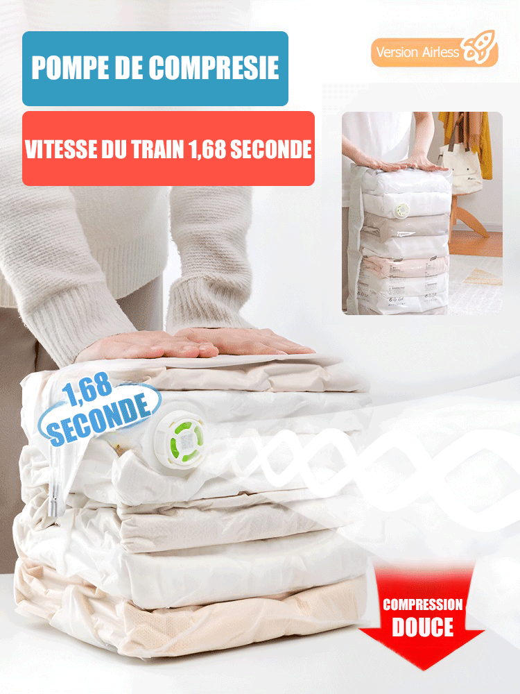 Sac de rangement tridimensionnel à compression de trois secondes sans pompe