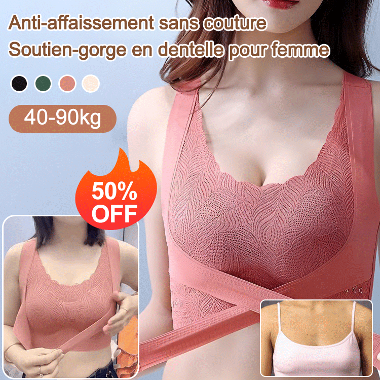 Soutien-gorge push-up sans couture en dentelle anti-affaissement pour femme
