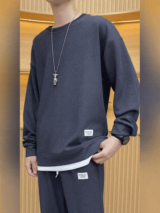 メンズ長袖ワッフルセットアップ