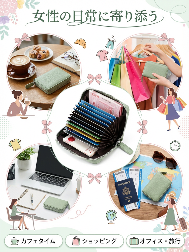 防犯性抜群！多ポケットの安全なカードケース