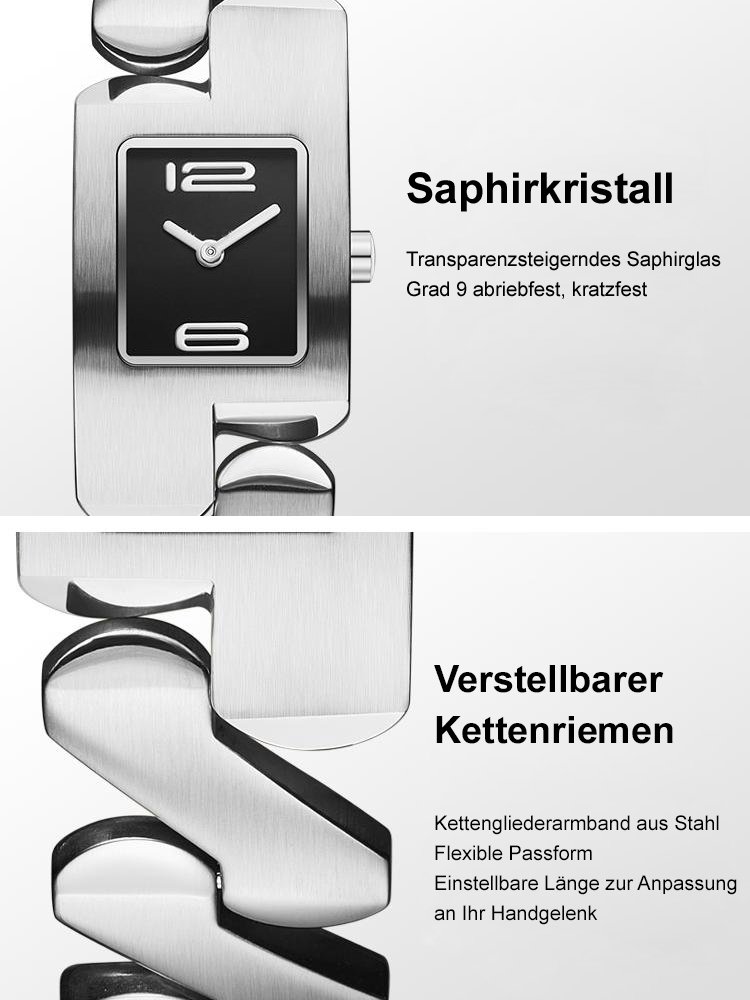 Quadratische Quarz Armbanduhr mit antiken Armbändern