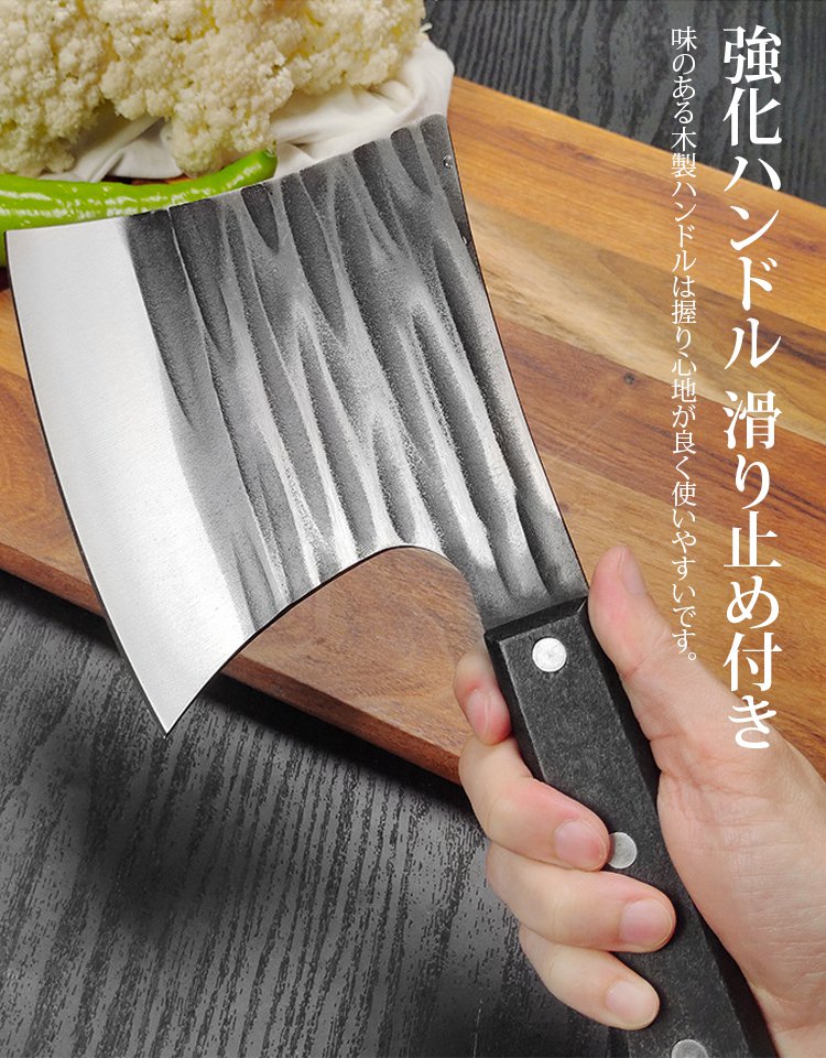 木製ハンドルの骨切り包丁 骨切り包丁 鋼製 木製ハンドル 義友作。 手打ち鍛造骨切り包丁-yipecoa