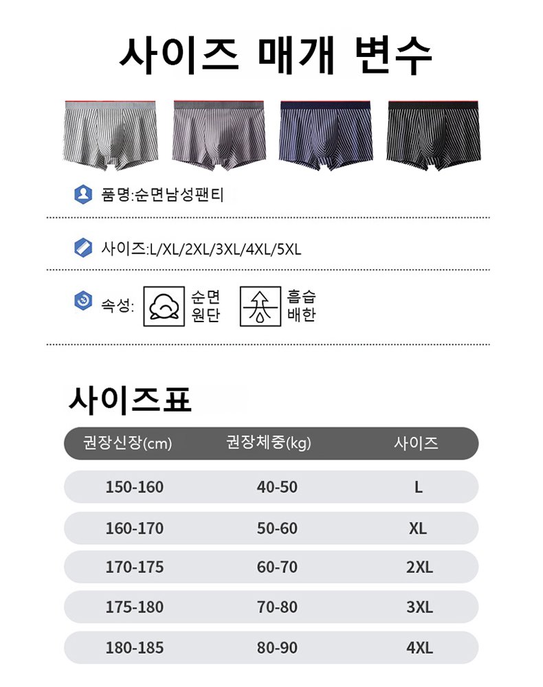 고급 10A 항균 통기성 남성 팬티