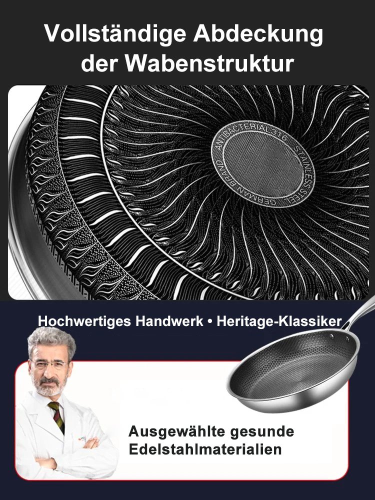 Antihaftbeschichtete Pfanne aus antibakteriellem Edelstahl der neuen Generation