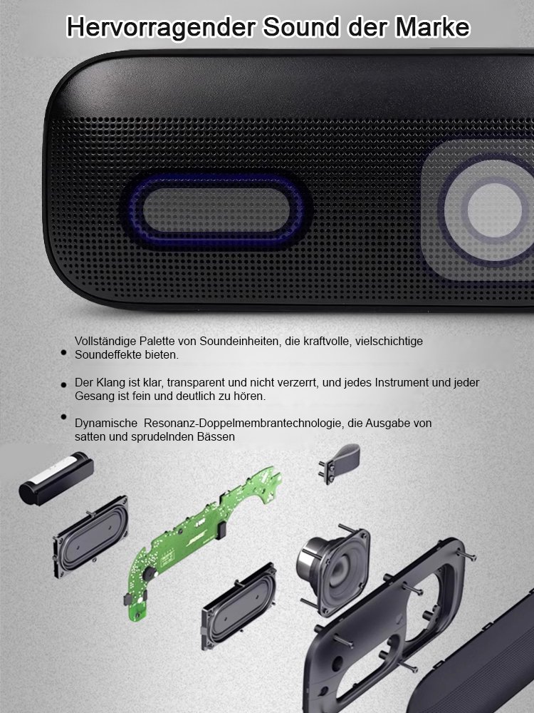 [Hervorragender Soundeffekt] Tragbarer Bluetooth-Lautsprecher von Xiaojudan