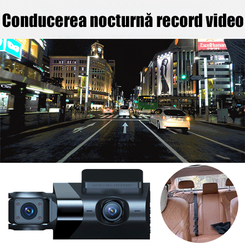 Recorder auto HD WiFi cu trei înregistrări