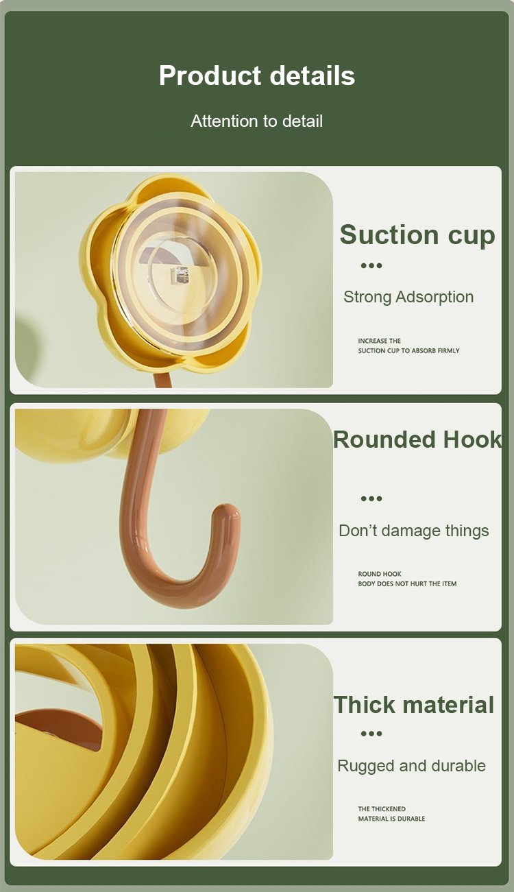 No-drill installation of strong load-bearing flower suction cup hook