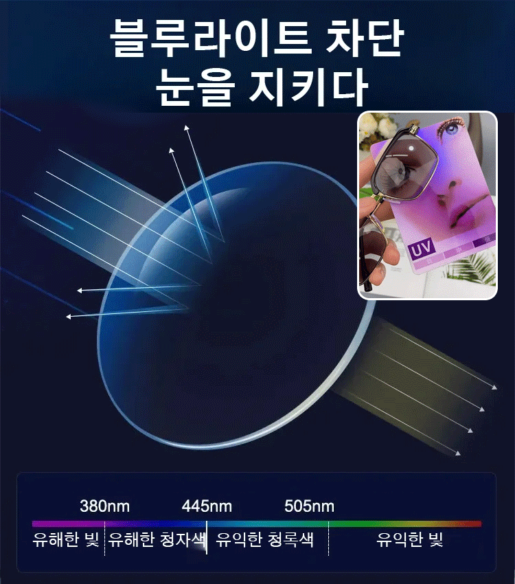 블루 라이트 차단 반무테 노안경