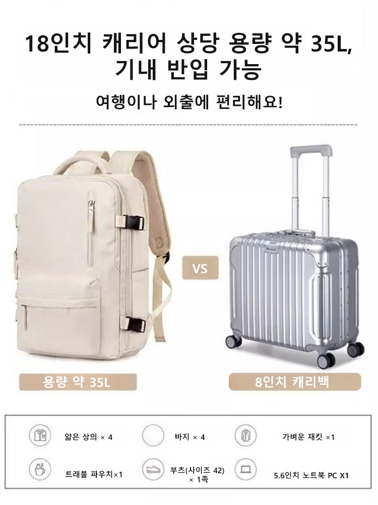 [충전식] 대용량 다기능 여행용 백팩