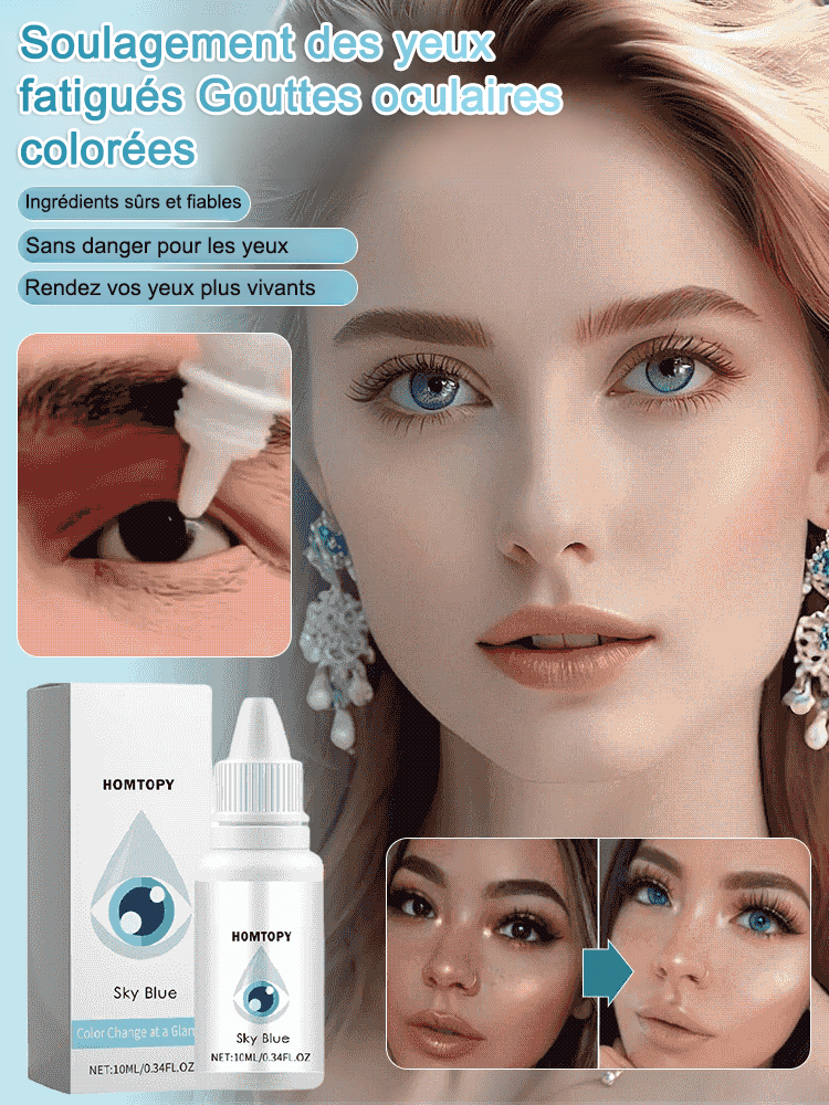 Gouttes oculaires colorées pour soulager la fatigue oculaire