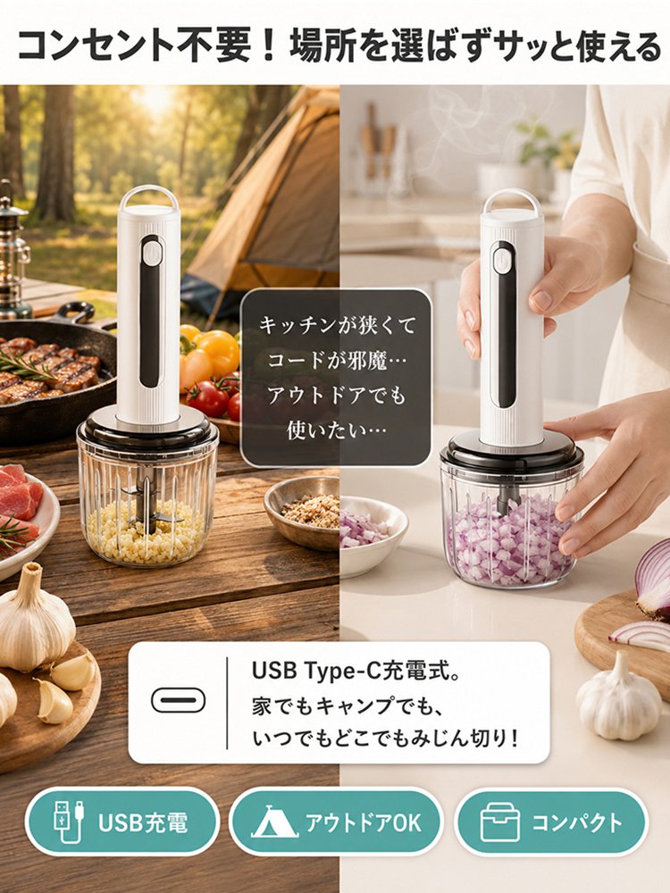 コンパクト多機能コードレスミキサー