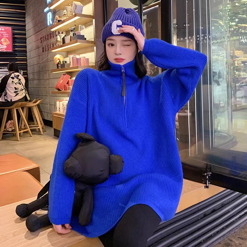 추동 하이넥 집업 도톰 니트