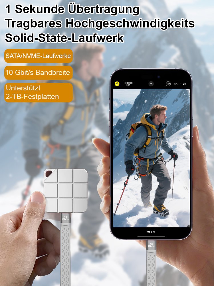 【1-Sekunden-Übertragung】Tragbare Hochgeschwindigkeits-SSD