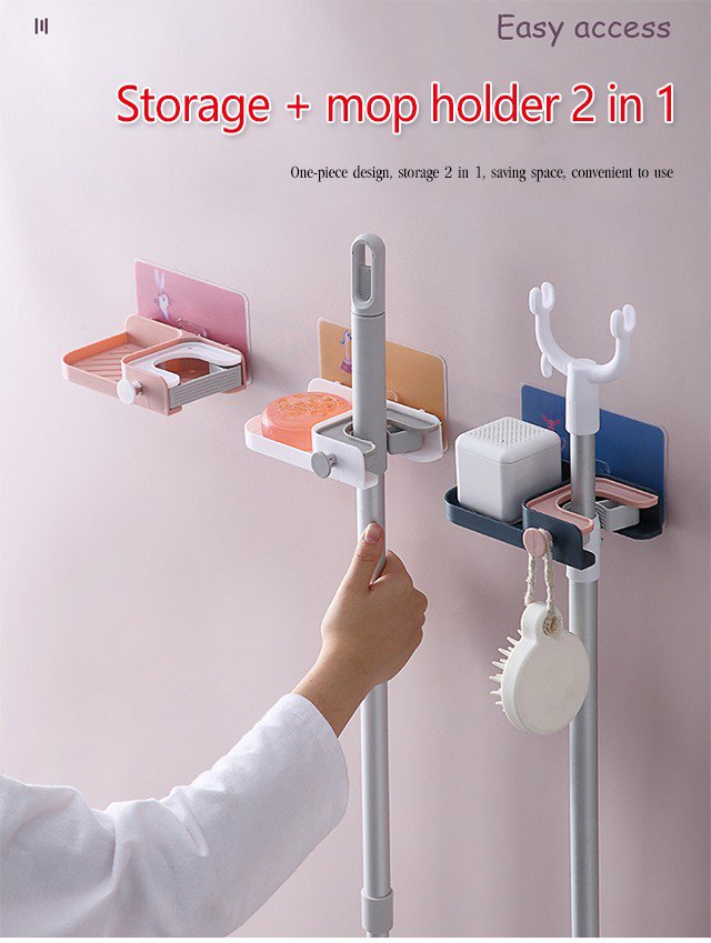 Wall hanging mop hook organizing cleaning tools
