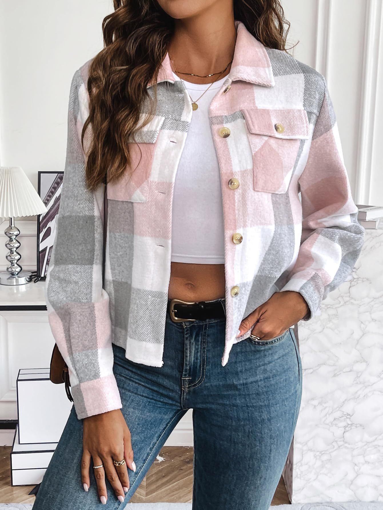 Abrigo corto de lana para mujer