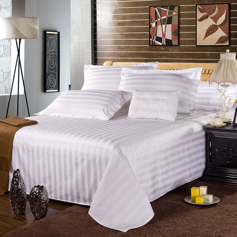 Wholesale Customized logo Egyptian 100% Cotton Hotel Bed Linen 3 Pcs Bed Sheet