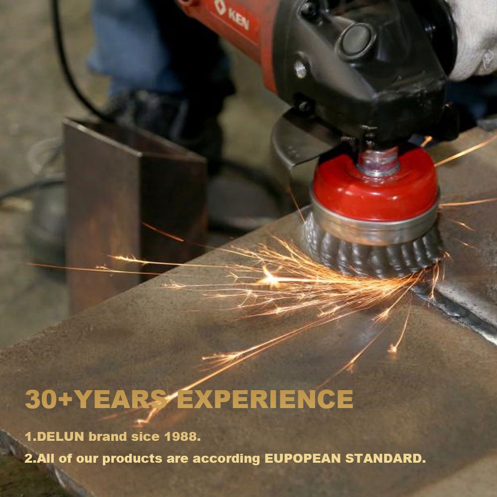 DELUN Factory Use International Standard Hardware Tools Carbon Steel Twisted Round Steel Wire Cup Br