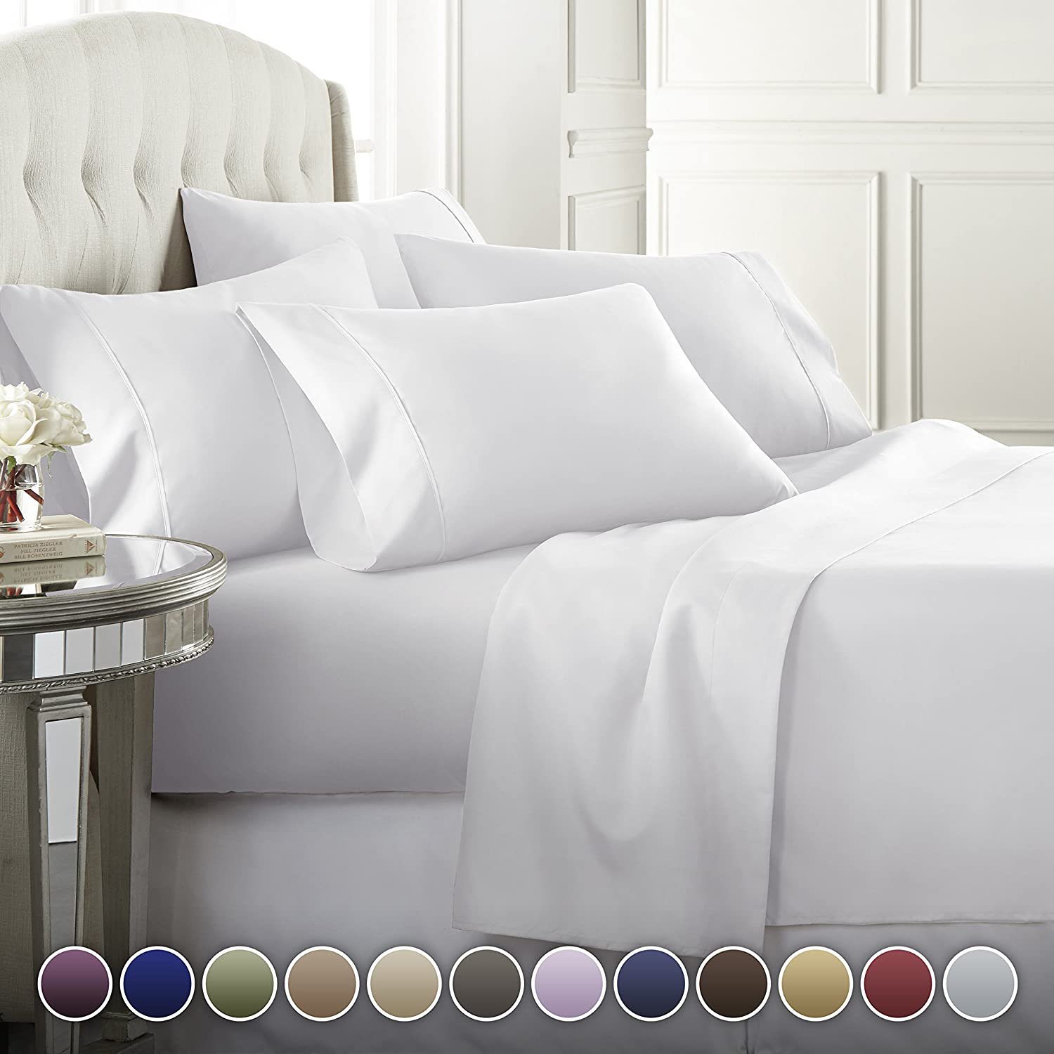 Hotel Textile Luxury Soft Microfiber Bedding Sheet 1800 Count Deep Pocket 4 Piece Hotel Bed Sheet Se