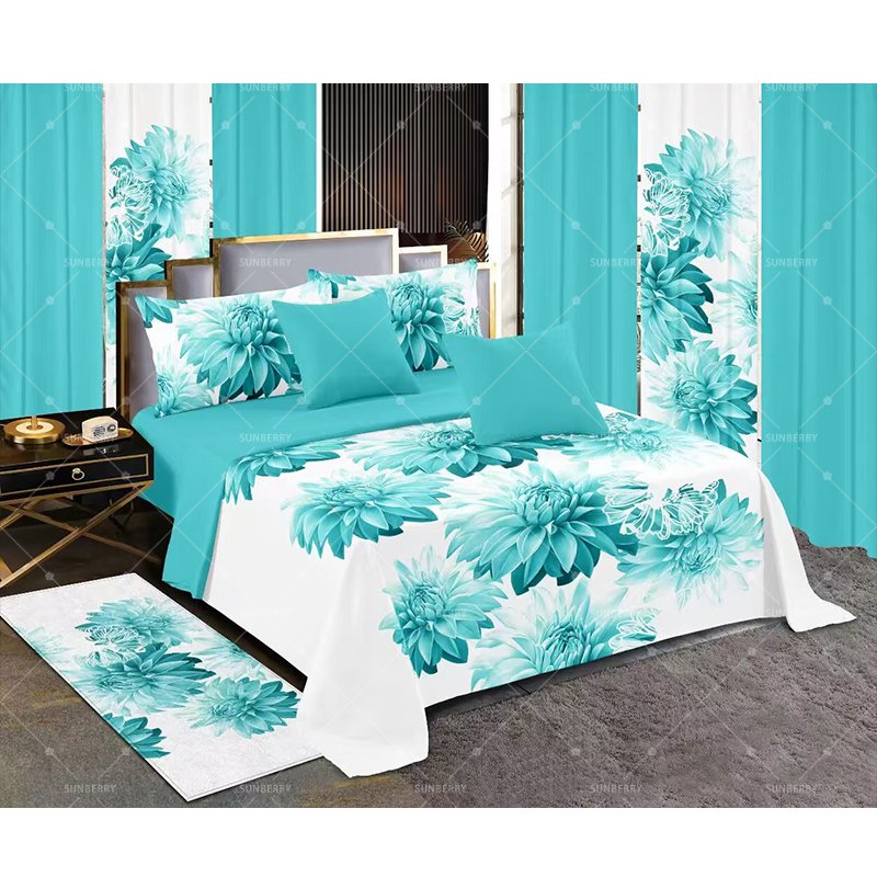 Bedding 13 Piece Sheet Collections King Size Bed Sheets Set with Carpet Wholesale Price Printed Curt