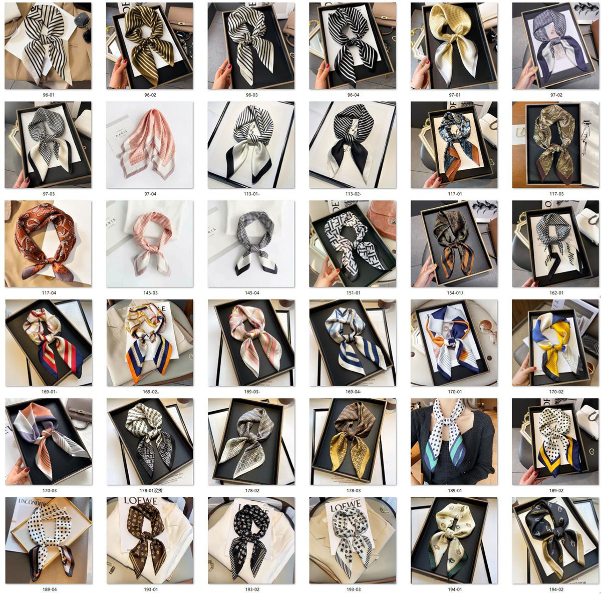 プリントのヘッドバンドとシルクスカーフ