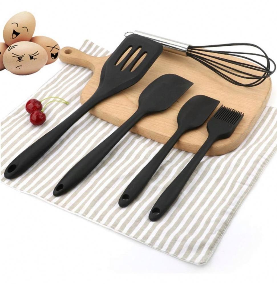 Set económico de espátulas de silicona para cocinar, paquete de 5 piezas