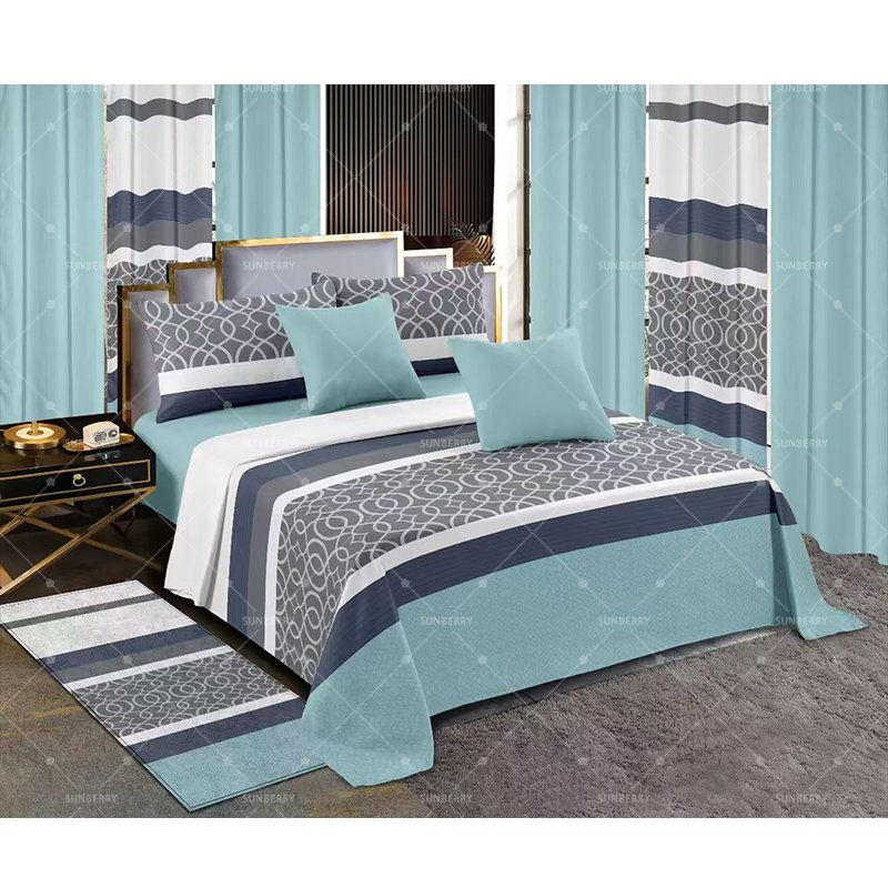Bedding 13 Piece Sheet Collections King Size Bed Sheets Set with Carpet Wholesale Price Printed Curt