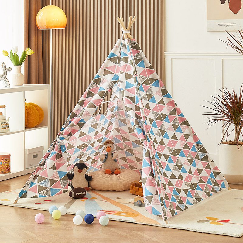 Kids pyramid play tent for garden camping and backyard fun