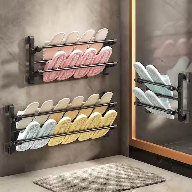 Easy-to-install Foldable Wall-Mounted Shoe Rack with instructions