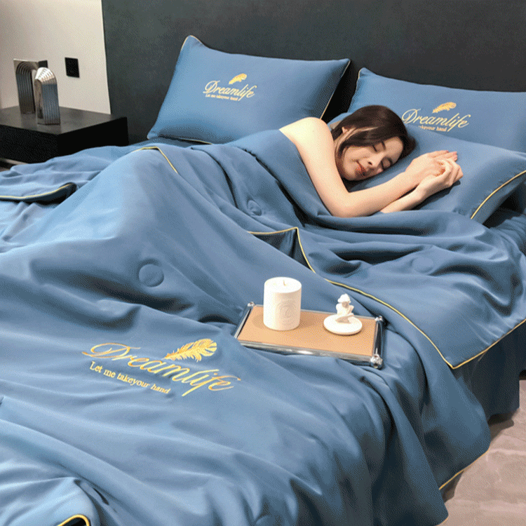 【보풀 없이 깔끔함】수면의 질을 향상시키는 아이스 실크 침구 3종 세트