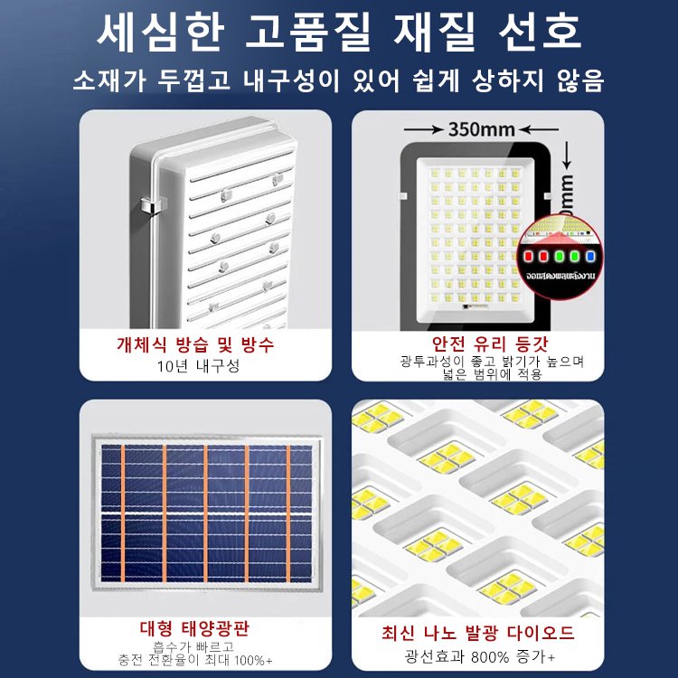 [온 마을길을 밝혀주기] 밝은 라이트 방수 태양광 가로등