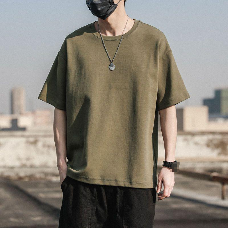 남녀공용 베이직 순면 라운드 반팔 티쳐츠